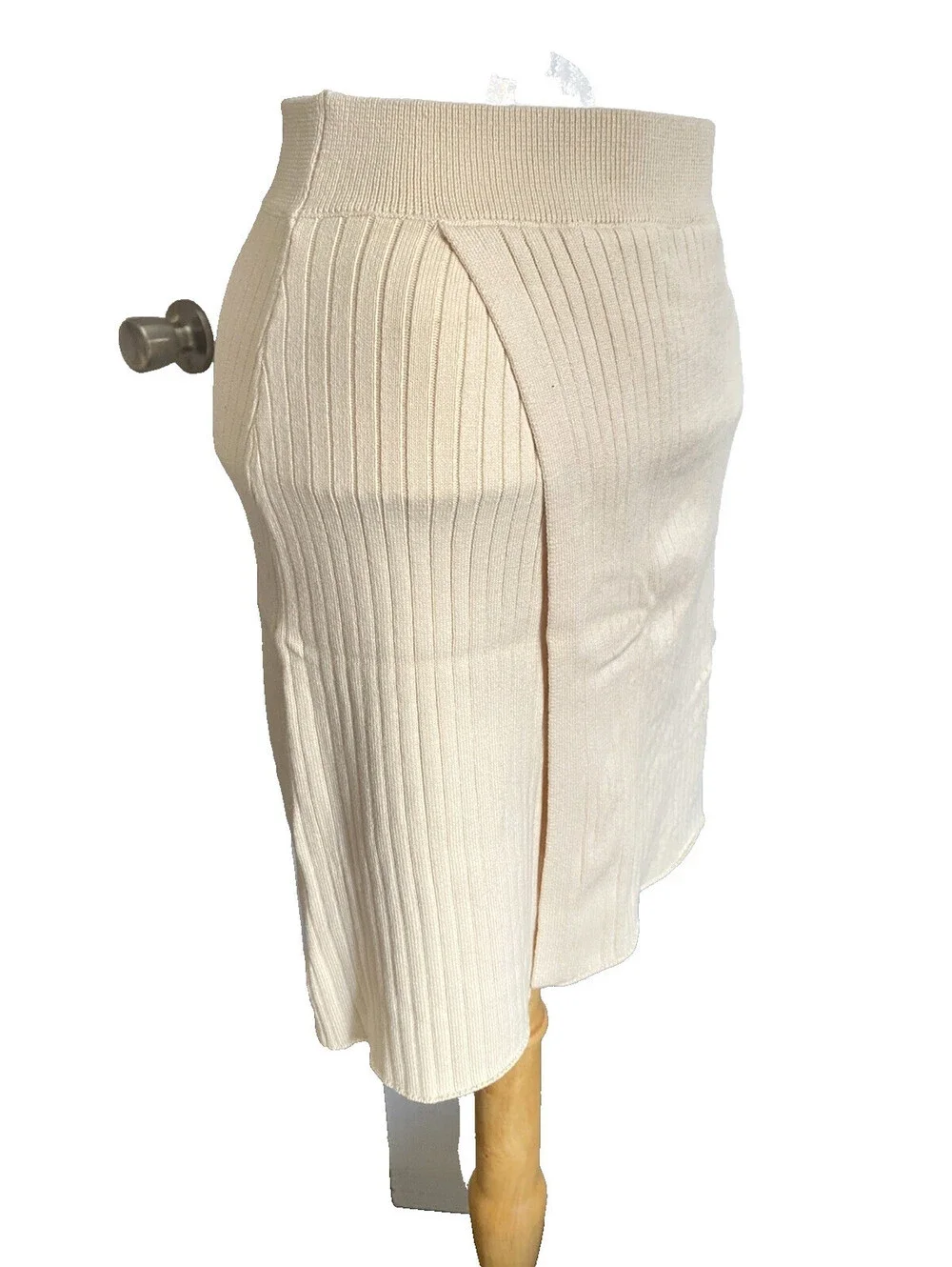 NWOT Free People XS Ribbed Knit Mini Skirt Cream Ivory Cotton Blend